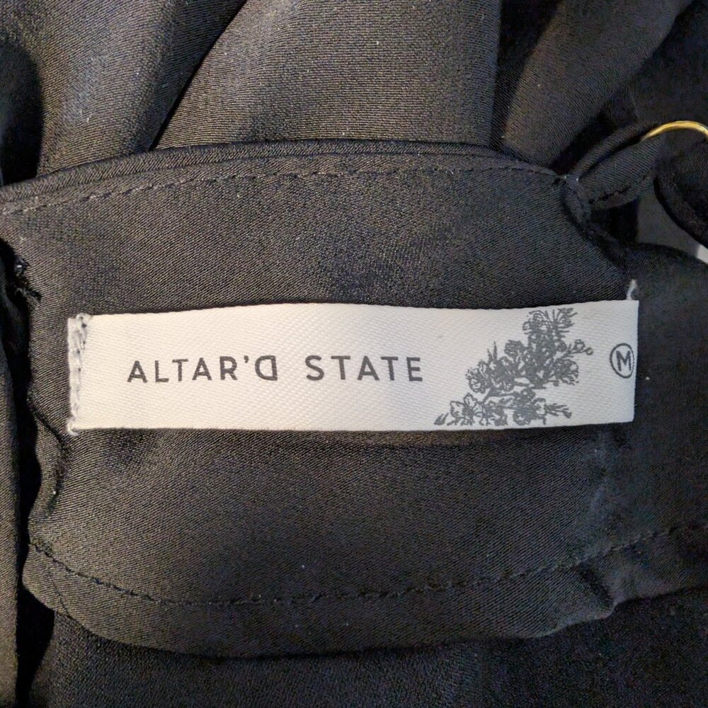 Altar’d State Black Satin Cowl Neck Ruched Maxi Dress S Bias Cut Whimsigoth NWT - Picture 10 of 14